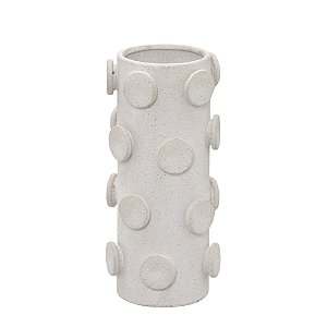 VASO DECORATIVO OFF WHITE RELEVO EM CERAMICA 28CM