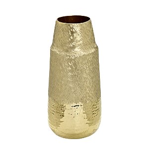 VASO DECORATIVO EM METAL INDIANO DOURADO 40CM