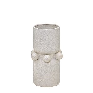 VASO DECORATIVO EM CERÂMICA BEGE 27,5CM COM DESIGN MODERNO: