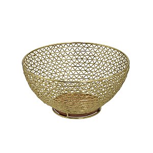 CENTRO DE MESA DECORATIVO EM METAL DOURADO 25,5CM