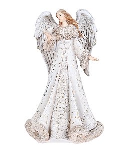 ESCULTURA ANJO NATALINO EM RESINA DECORATIVO