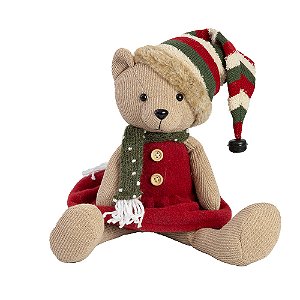 URSA NATALINA DE PELUCIA VESTIDO E TOUCA CLASSIC 15CM