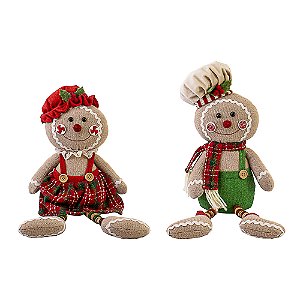 KIT 2 PÇS BONECOS GINGERBREAD DE TRICO E PERNAS FLEXIVEIS