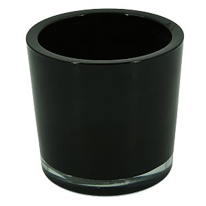 VASO CILINDRICO PRETO VIDRO POLONES 12CM