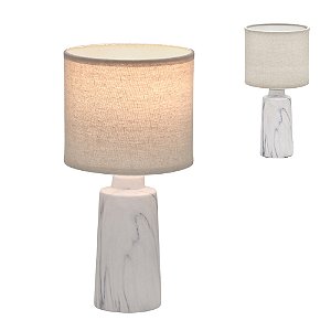 ABAJUR BIVOLT E27 CERAMICA E CUPULA EM LINHO 30CM