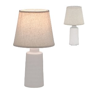 ABAJUR BIVOLT E27 CERAMICA E CUPULA EM LINHO 31CM