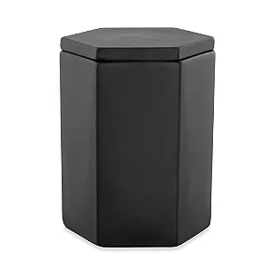 POTE DECORATIVO EM CIMENTO PRETO COM TAMPA MART 20cm