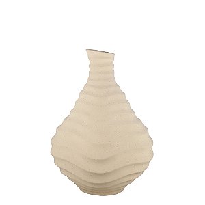 Vaso Decorativo Ondulado de Cerâmica - Bege 31cm
