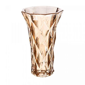 VASO DE VIDRO DIAMOND AMBAR METALIZADO 25CM LYOR