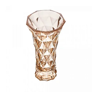 VASO DE VIDRO DIAMOND AMBAR METALIZADO 15CM LYOR
