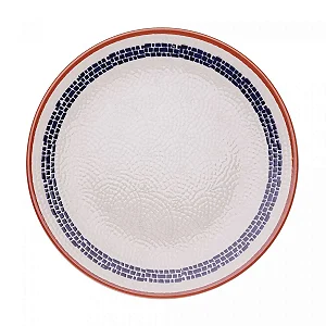 PRATO RASO DE CERAMICA VILLAGE CREME 25CM WOLFF