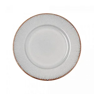 PRATO PARA SOBREMESA DE CERAMICA LINEAR CINZA 20CM LYOR