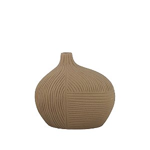 VASO DE LINHAS ORGANICAS MARROM RUSTICO 17CM