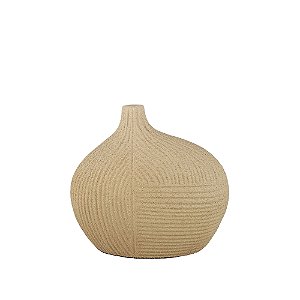 VASO DE LINHAS ORGANICAS BEGE DECORATIVO 17CM