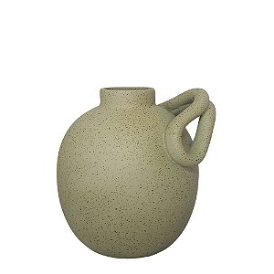 VASO BOJUDO COM ALCA DECORATIVO VERDE OXIDO 24CM