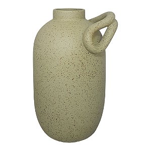 VASO BOJUDO COM ALCA DECORATIVO VERDE OXIDO 34CM