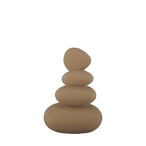 Escultura Decorativa Pedra Empilhada Marrom Rústico 19,5cm