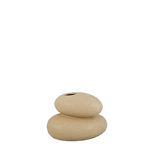 Mini Escultura de Pedra Empilhada - Cor Bege Escuro 10,5cm