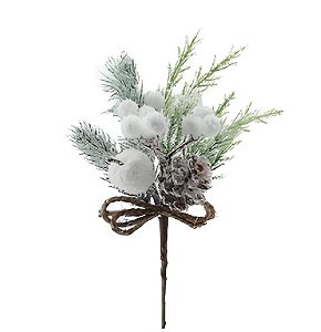 Galho Berry Natalino com maça nevado - 25cm
