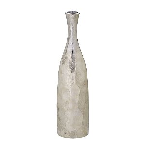 VASO DECORATIVO EM ALUMINIO NA COR PRATA 40CM