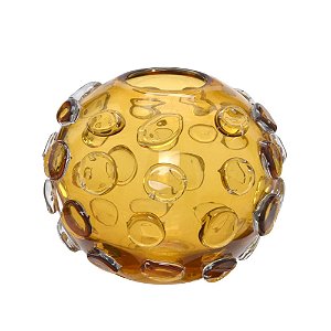 VASO DECORATIVO EM VIDRO NA COR AMBAR 20,5CM