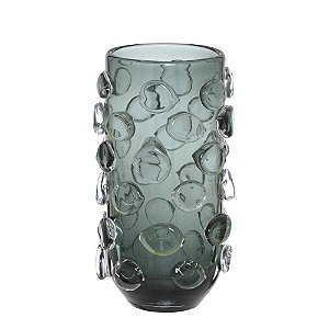 VASO DECORATIVO EM VIDRO NA COR FUME 30CM