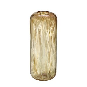 VASO DECORATIVO EM VIDRO DOURADO E TRANSPARENTE 37,5CM