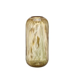 VASO DECORATIVO EM VIDRO DOURADO E TRANSPARENTE 28,5CM