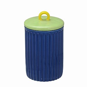 POTICHE DECORATIVO EM CERAMICA NAS CORES AZUL E VERDE 19CM