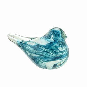 ESCULTURA PASSARO DECOR EM VIDRO MURANO AZUL 7CM