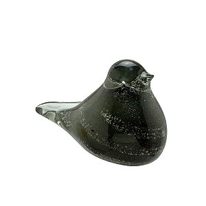 ESCULTURA PASSARO DECORATIVO EM VIDRO FUME E PRETO 7CM