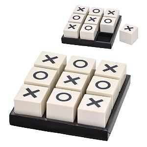 JOGO DA VELHA DE TABULEIRO DECORATIVO EM MDF E RESINA 20,5CM