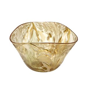 CENTRO DE MESA DECORATIVO EM VIDRO AMBAR 27CM