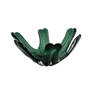 CENTRO DE MESA EM VIDRO VERDE MURANO 38,5CM