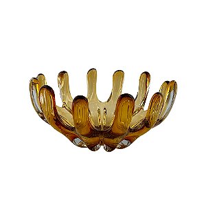 CENTRO DE MESA EM VIDRO AMBAR MURANO 33CM