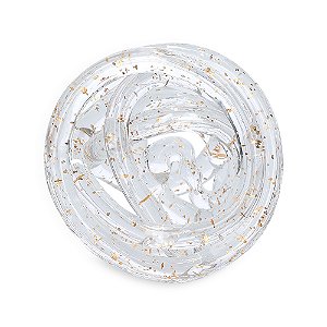 ESCULTURA ESFERA NO EM VIDRO INCOLOR E DOURADO MART 12,5CM