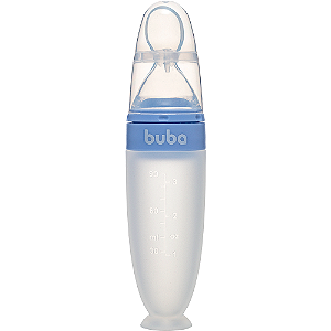 COLHER DOSADORA EM SILICONE COM VENTOSA AZUL BUBA