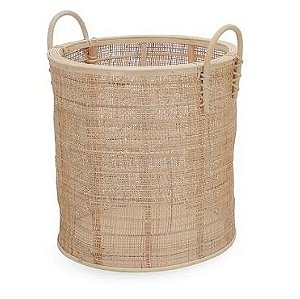 CESTO EM FIBRA NATURAL DECORATIVO COM ALÇA MART 38,5cm