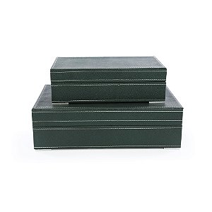 PAR DE CAIXA ORGANIZADORA MDF E SINTETICO VERDE DECORATIVA