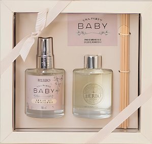 KIT MINI DIFUSOR E HOME SPRAY BABY TEA PARTY -  HERBO