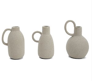 KIT 3 MINIVASO CINZA DECORATIVO EM CERAMICA MART