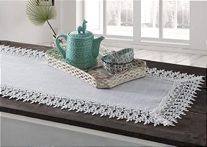 CAMINHO MESA RENDADO DELHI 85X85CM BRANCO JOLITEX
