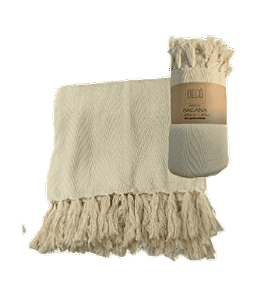 MANTA DECORATIVA FENIX ALGODAO 1,45m CREME