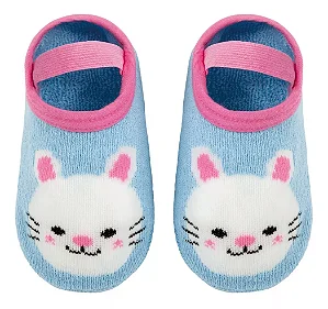 MEIA SAPATILHA ANTIDERRAPANTE COELHO - P BUBA 0 a 3 meses Tamanho:0 a 3 meses;Cor:Azul e Rosa