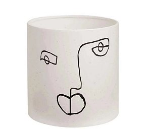CACHEPOT ROSTO BRANCO EM CERAMICA