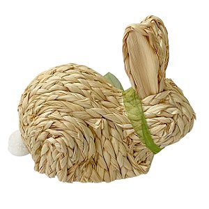 ESCULTURA COELHO RUSTICO EM JUTA SENTADO - 18cm