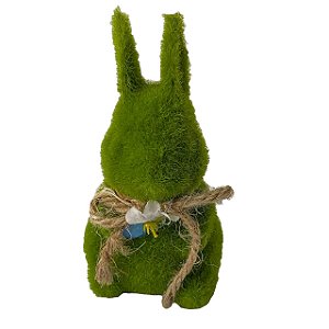 ESCULTURA CECORATIVA COELHO MUSGO VERDE - 13cm