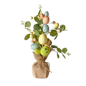 MINI ARVORE DECORATIVA DE PASCOA C OVOS COLORIDOS 28CM