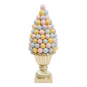 ESCULTURA ARVORE DECOR COM OVOS ELEGANCE EM RESINA - 29cm