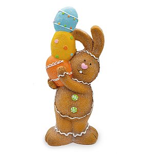 ESCULTURA COELHO DECORATIVO COM OVOS - LINHA COOKIE 43cm